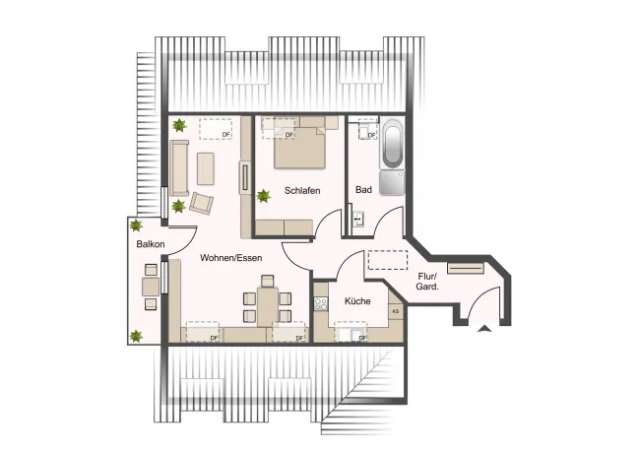 Gemütliche Dachgeschosswohnung, Westbalkon+Garage