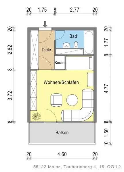 3 2 1 meins ! 1 Zimmer Wohnung mit schönen Ausblick