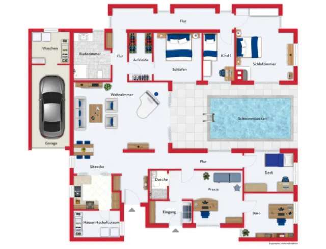 Modernes Einfamilienhaus mit Einliegerwohnung und großem Garten