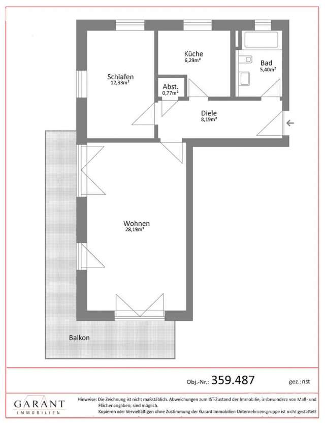 2 Zimmer Wohnung in gepflegtem Mehrfamilienhaus in 1996 erbaut