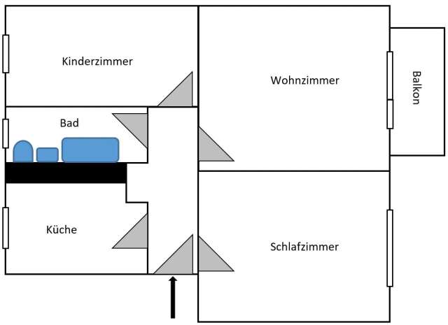 Für die kleine Familie * Balkonwohnung im 1.OG