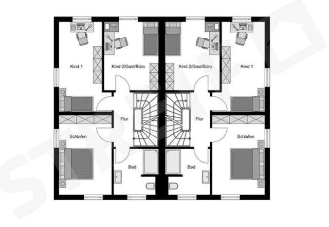 Modernes Doppelhaus in der City