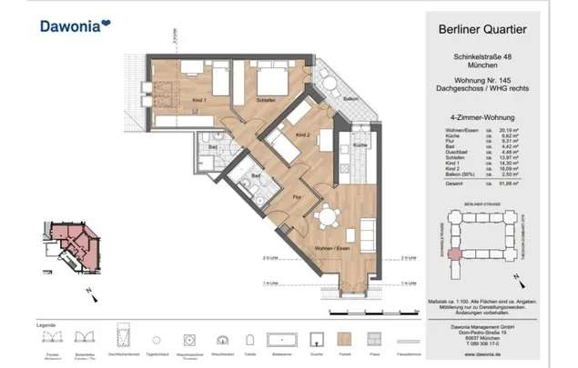 Mieten Sie eine 3 Zimmerwohnung von 92 m² in Munich (Schinkelstraße 48, 80805 Munich, Germany) – immosurf.de