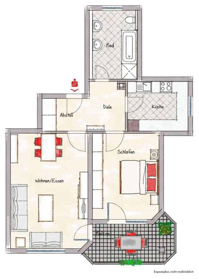 1 Obergeschoss Wohnung Baujahr 1992 mit Holztüren und Kunststofffenstern