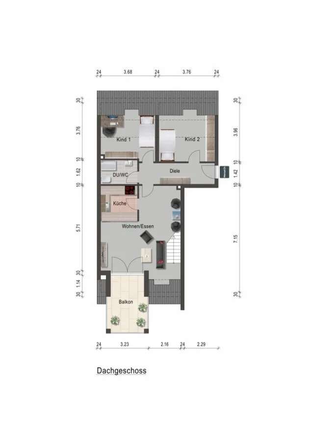 Gut geschnittene und helle Maisonettwohnung mit Balkon und 2 Stellplätzen