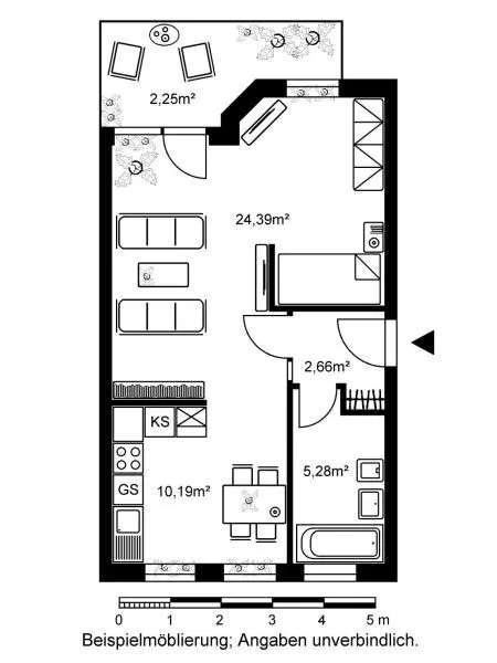 Komfortable 1,5 Zimmer Wohnung mit Balkon