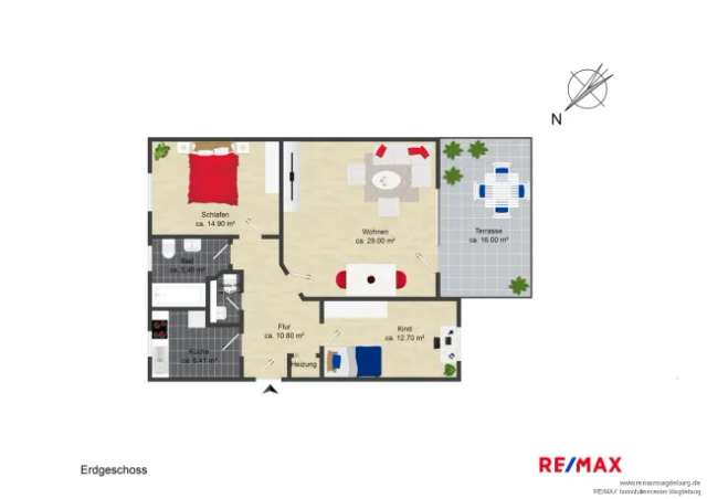 Vermietete 3 Zimmer Terrassenwohnung in Niederndodeleben Kapitalanlage