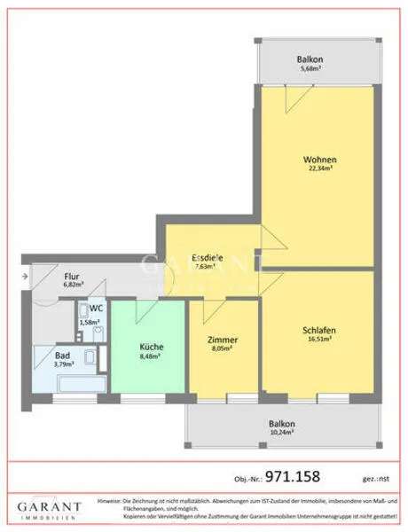 3 Zimmer Wohnung in Mehrfamilienhaus mit Kellerraum, Waschraum und Fahrradkeller