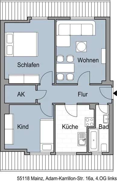 Schöner Wohnen: individuelle 2-Zimmer-Wohnung